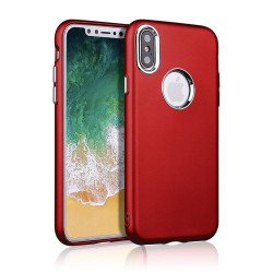 iPhone X (Ten) Metallic Style Slim Hybrid Case (Red)